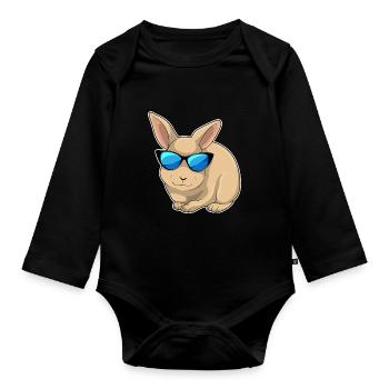 Lunettes de soleil Lapin - Body Bébé bio manches longues - noir - Devant