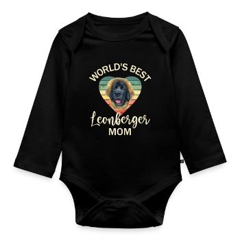 Dog Leonberger - Organic Longsleeve Baby Bodysuit - black - Front
