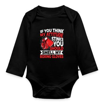 My Attitude Stinks You Should Smell My Boxing - Baby Bio-Langarm-Body - Schwarz - Vorne