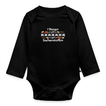 Siebenbürger Sachsentreffen Design weiss - Baby Bio-Langarm-Body - Schwarz - Vorne
