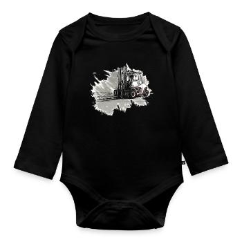 Forklift - Organic Longsleeve Baby Bodysuit - black - Front