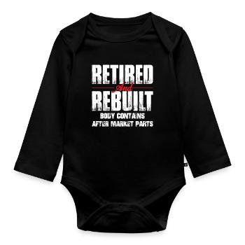 Retired Rebuilt Hip Replacement Surgery Recovery - Organic Longsleeve Baby Bodysuit - black - Front