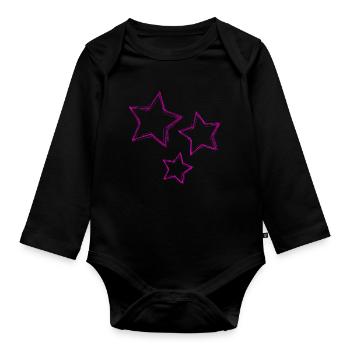 STERN. STERNE. STERN. STERNE. FEST. JAHRESTAG - Baby Bio-Langarm-Body - Schwarz - Vorne