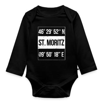 Coordonnées Sankt Moritz Suisse - Body Bébé bio manches longues - noir - Devant
