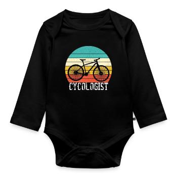 Cycologue Funny Vintage Cycliste - Body Bébé bio manches longues - noir - Devant
