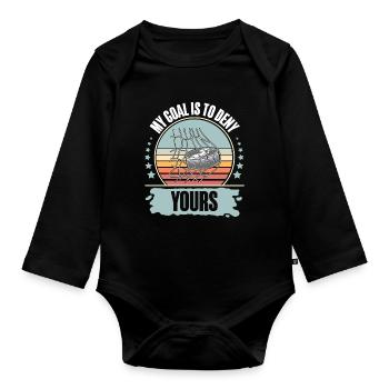 Eishockey  - Organic Longsleeve Baby Bodysuit - black - Front