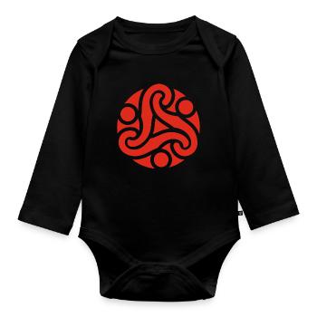 Celtic symbol of protection (red) - Organic Longsleeve Baby Bodysuit - black - Front