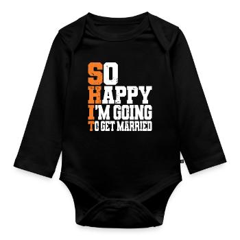 Funny Bachelor Party Engagement Wedding Married - Organic Longsleeve Baby Bodysuit - black - Front