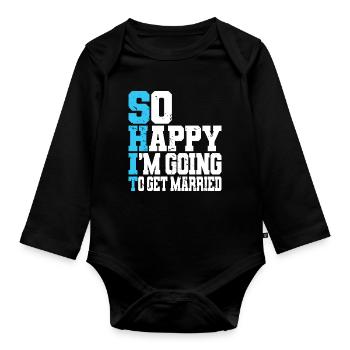 Funny Bachelor Party Engagement Wedding Married - Organic Longsleeve Baby Bodysuit - black - Front