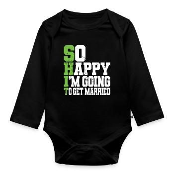 Funny Bachelor Party Engagement Wedding Married - Organic Longsleeve Baby Bodysuit - black - Front