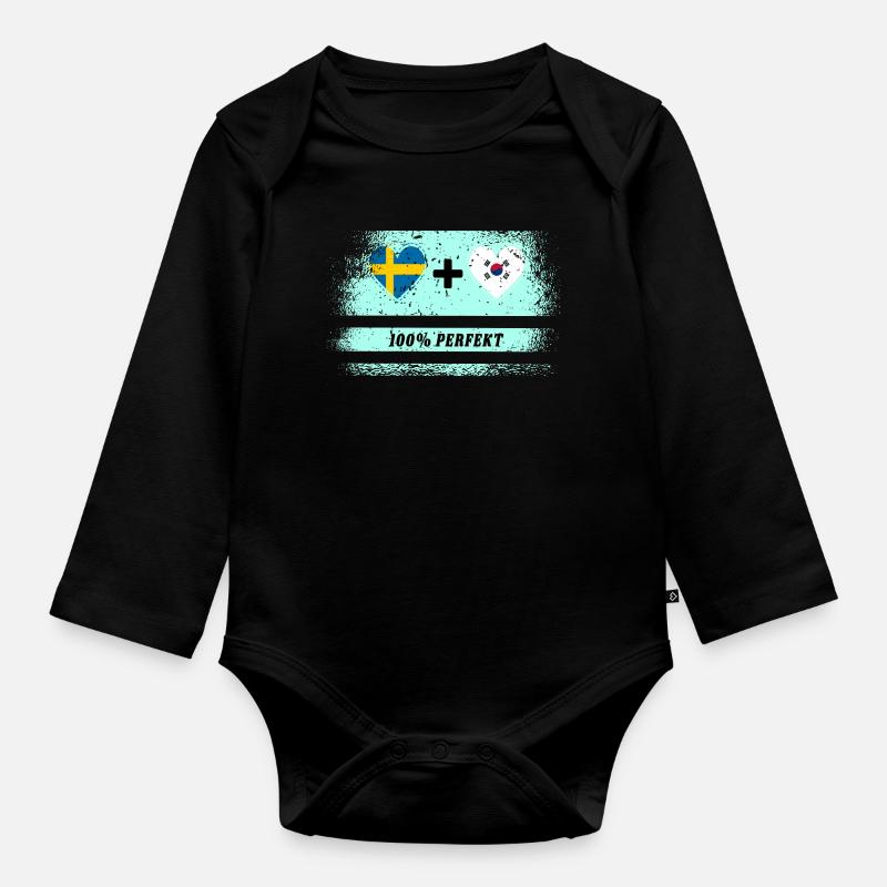 Corée du Sud et Suède 100% Parfait / Cadeau - Body Bébé bio manches longues - noir