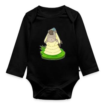 Pferd Braut Schleier Hochzeit - Baby Bio-Langarm-Body - Schwarz - Vorne