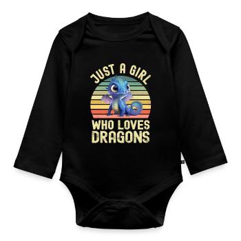 Drache Drachen - Baby Bio-Langarm-Body - Schwarz - Vorne