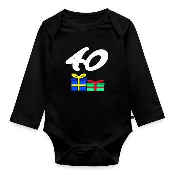 gratulieren, 40 Geschenke bunt - Baby Bio-Langarm-Body - Schwarz - Vorne