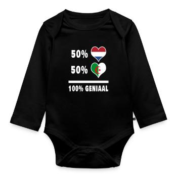 Algeria and the Netherlands 100% Genius Flag - Organic Longsleeve Baby Bodysuit - black - Front