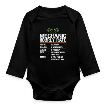 Mechanic hourly rate Mechanic worker Labor Rates - Organic Longsleeve Baby Bodysuit - black - Front