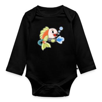 Fish Firefighter Fire Hose Fire Hose Fire Brigade - Organic Longsleeve Baby Bodysuit - black - Front