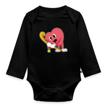 Heart Field Hockey Field Hockey Stick - Body Bébé bio manches longues - noir - Devant