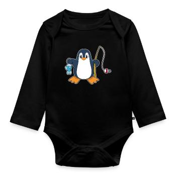 Pinguin Angler Fisch Angeln - Baby Bio-Langarm-Body - Schwarz - Vorne