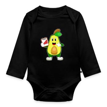 Avocado Sekretärin Klemmbrett Büro - Baby Bio-Langarm-Body - Schwarz - Vorne
