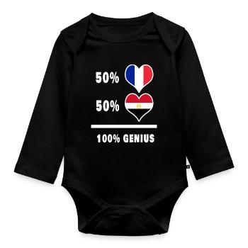 Égypte et France 100% génial Drapeaux Design - Body Bébé bio manches longues - noir - Devant