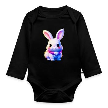 mignon lapin de Pâques - lapin mignon - Body Bébé bio manches longues - noir - Devant