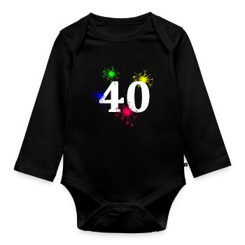 jubiläum, 40 feuerwerk sternenmuster - Baby Bio-Langarm-Body - Schwarz - Vorne