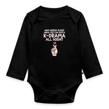 K-Drama K-Pop Serien Design - Baby Bio-Langarm-Body - Schwarz - Vorne
