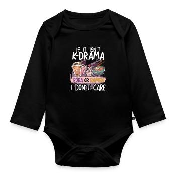 K-Drama Boba or Ramen Design - Organic Longsleeve Baby Bodysuit - black - Front