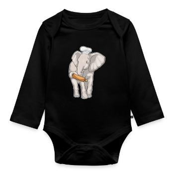 Pâtisserie de rouleau à pâtisserie Elephant - Body Bébé bio manches longues - noir - Devant