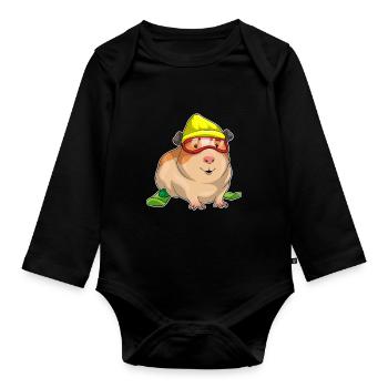 Ski cochon d’Inde ski - Body Bébé bio manches longues - noir - Devant