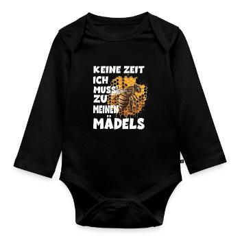 Keine Zeit Ich Muss Zu Meinen Mädels - Baby Bio-Langarm-Body - Schwarz - Vorne