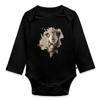 Camel - Organic Longsleeve Baby Bodysuit - black - Front