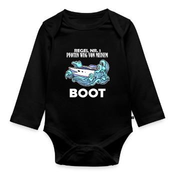 Boote Motorboot - Baby Bio-Langarm-Body - Schwarz - Vorne