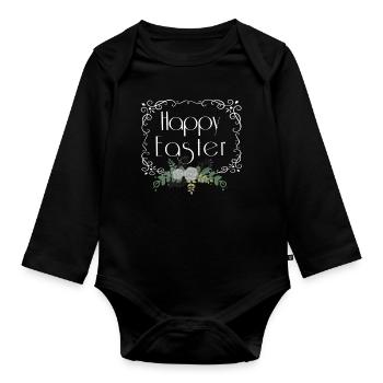 Joyeuses Pâques - Body Bébé bio manches longues - noir - Devant