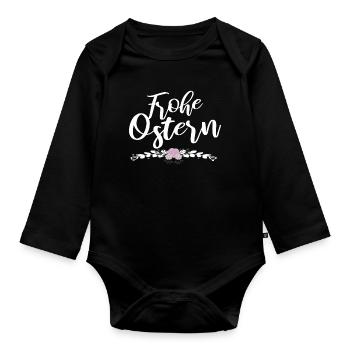 frohe Ostern - Baby Bio-Langarm-Body - Schwarz - Vorne