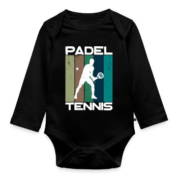Padel Tennis Saying Balls Sports Racket Training - Organic Longsleeve Baby Bodysuit - black - Front