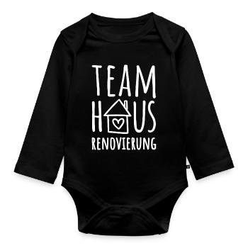 Team Haus Renovierung - Haus renovieren - Baby Bio-Langarm-Body - Schwarz - Vorne