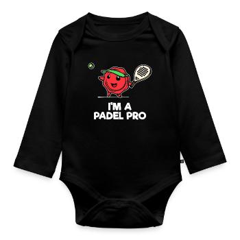 Padel-Tennis Sport Spieler Racket Ball Statement - Baby Bio-Langarm-Body - Schwarz - Vorne