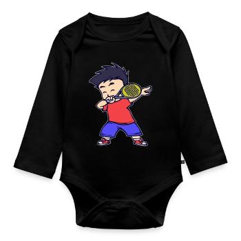 Padel Racket Player Padel Tennis Training - Organic Longsleeve Baby Bodysuit - black - Front