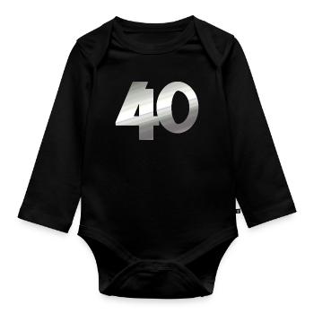 geschenk, 40 metallisch - Baby Bio-Langarm-Body - Schwarz - Vorne