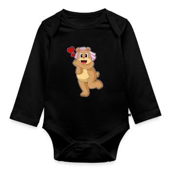 Mariage Bear Bride Veil - Body Bébé bio manches longues - noir - Devant