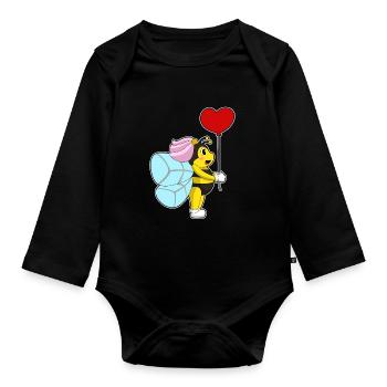 Mariage en ballon Bee Bride - Body Bébé bio manches longues - noir - Devant