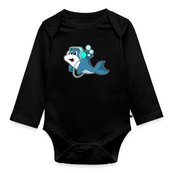 Delfin Headphone Music - Organic Longsleeve Baby Bodysuit - black - Front