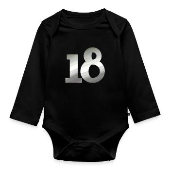 für männer, 18 metallischer farbverlauf - Baby Bio-Langarm-Body - Schwarz - Vorne