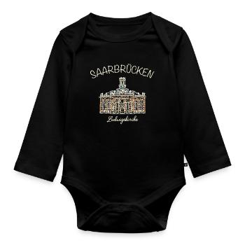 Saarbrücken, Ludwigskirche - Baby Bio-Langarm-Body - Schwarz - Vorne