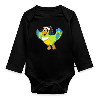 Casquette pilote Parrot - Body Bébé bio manches longues - noir - Devant