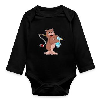 Seehund Angler Fisch Angeln - Baby Bio-Langarm-Body - Schwarz - Vorne
