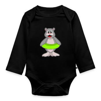 Seal Swimming Swimming Ring Summer - Organic Longsleeve Baby Bodysuit - black - Front