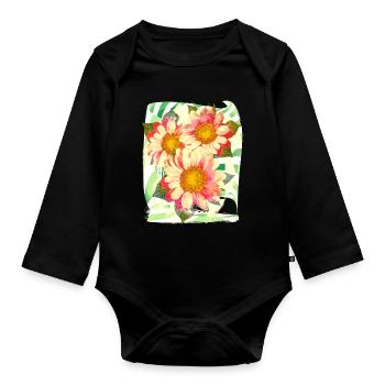 Blumen Blume - Baby Bio-Langarm-Body - Schwarz - Vorne
